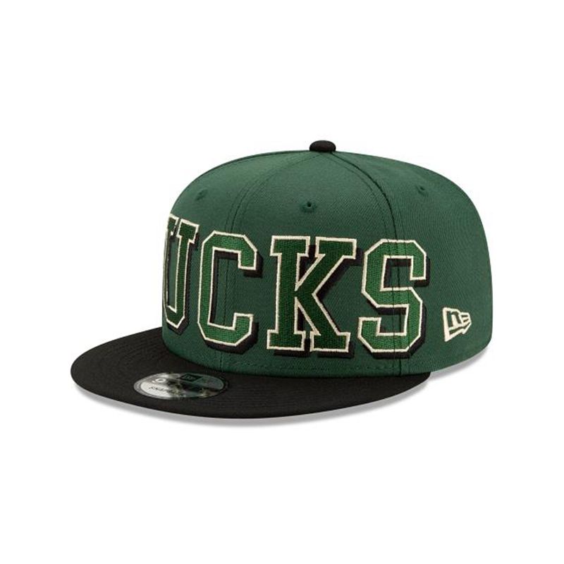 NBA Milwaukee Bucks Block Font 9Fifty Snapback (CRB1878) - Green New Era Caps